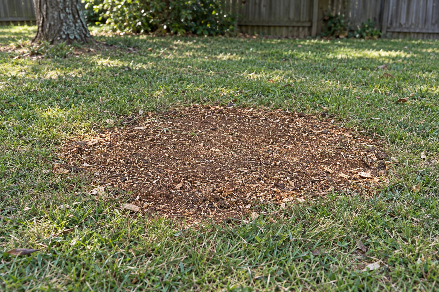 tree stump ground level with turf in Bethania