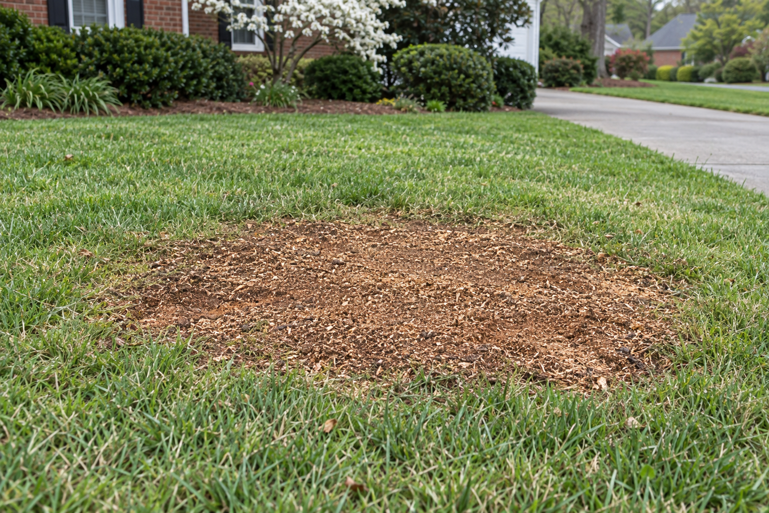 tree stump ground level with turf in King