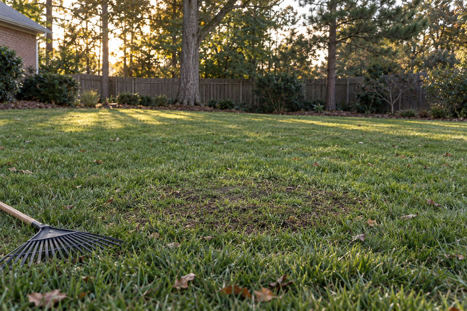 level lawn in Lewisville where a tree once stood