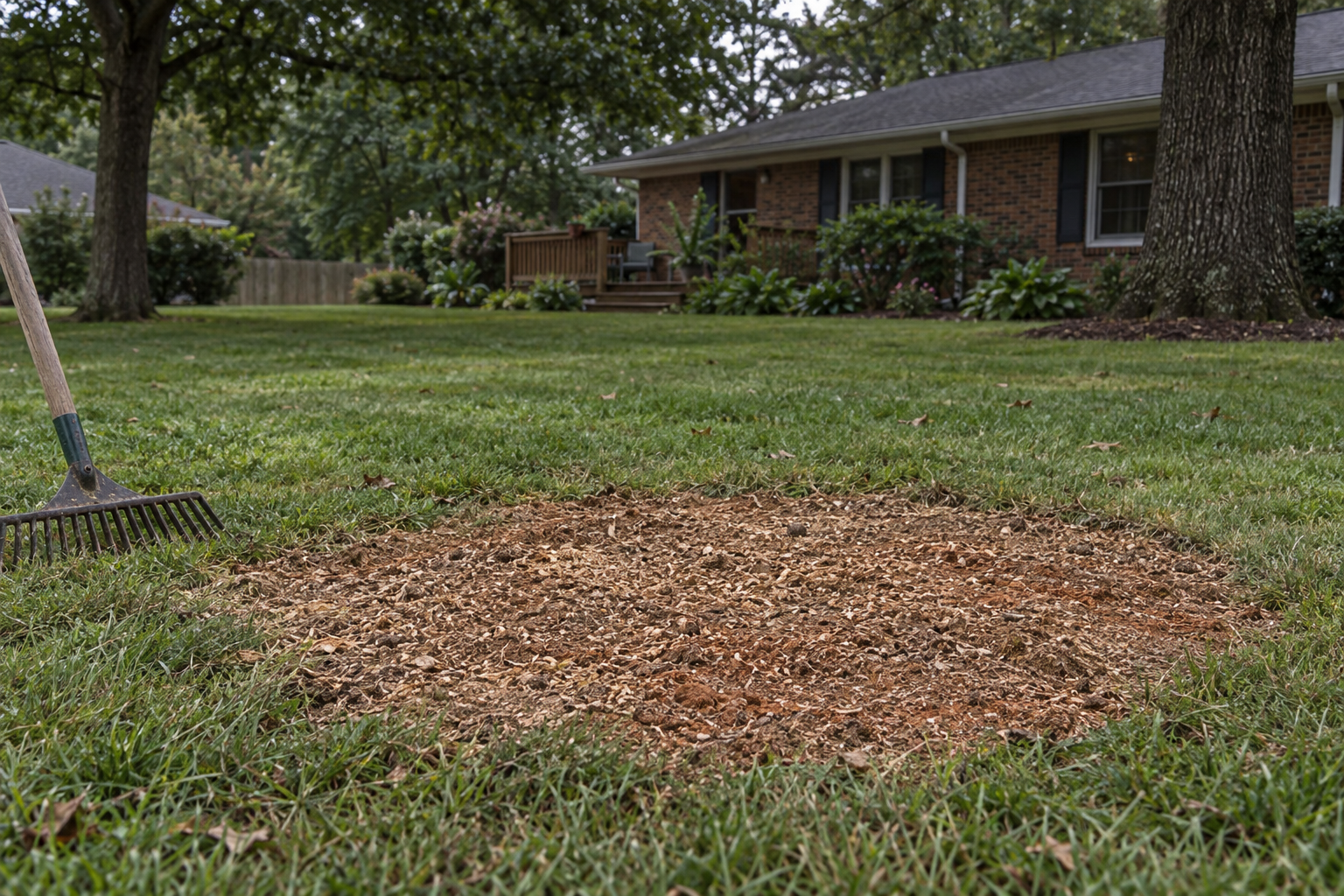 raked level lawn in Lewisville ready for seed